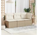 vidaXL Loungesofa Garten-Ecksofa Beige Poly Rattan mit Kissen Bild 3
