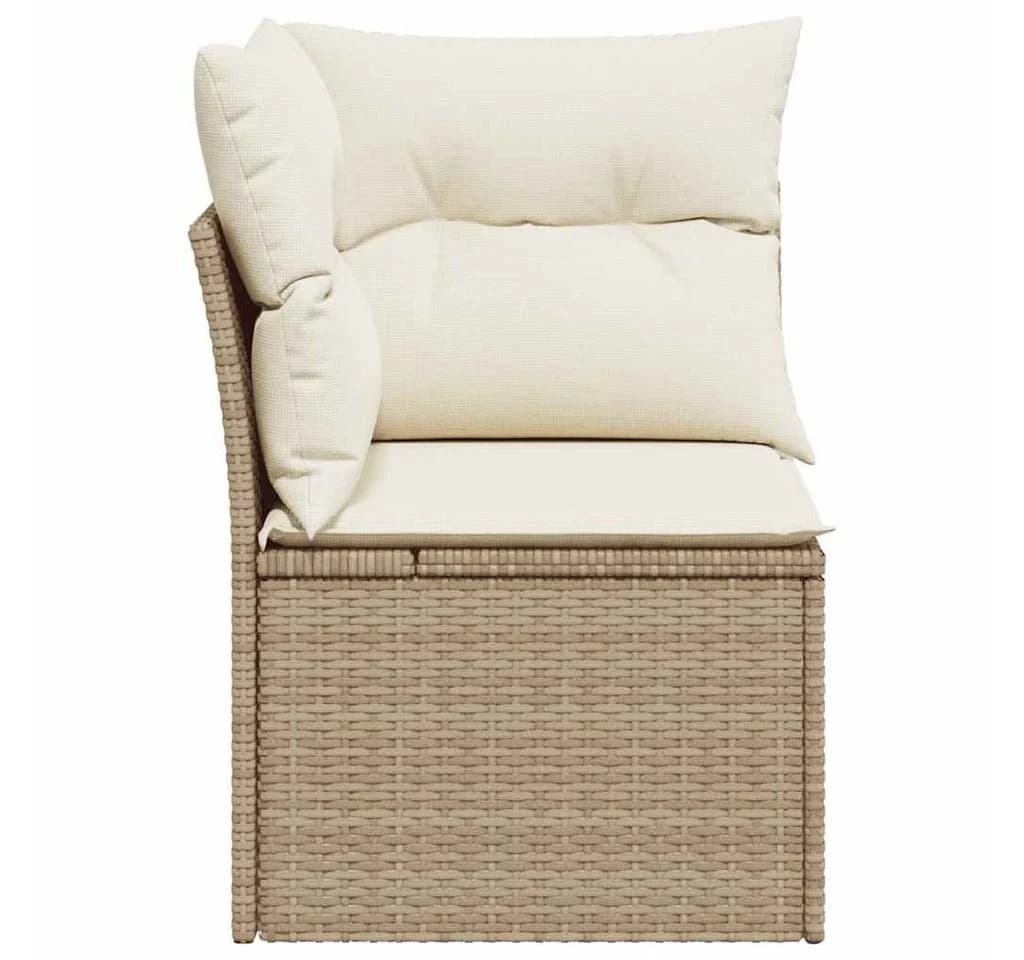 vidaXL Loungesofa Garten-Ecksofa Beige Poly Rattan mit Kissen - Bild 5