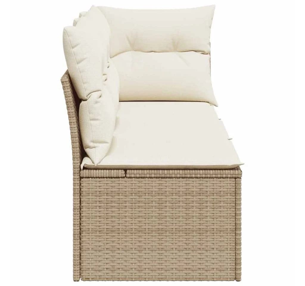 vidaXL Gartensofa 3-Sitzer Beige Poly Rattan mit Kissen - Bild 5