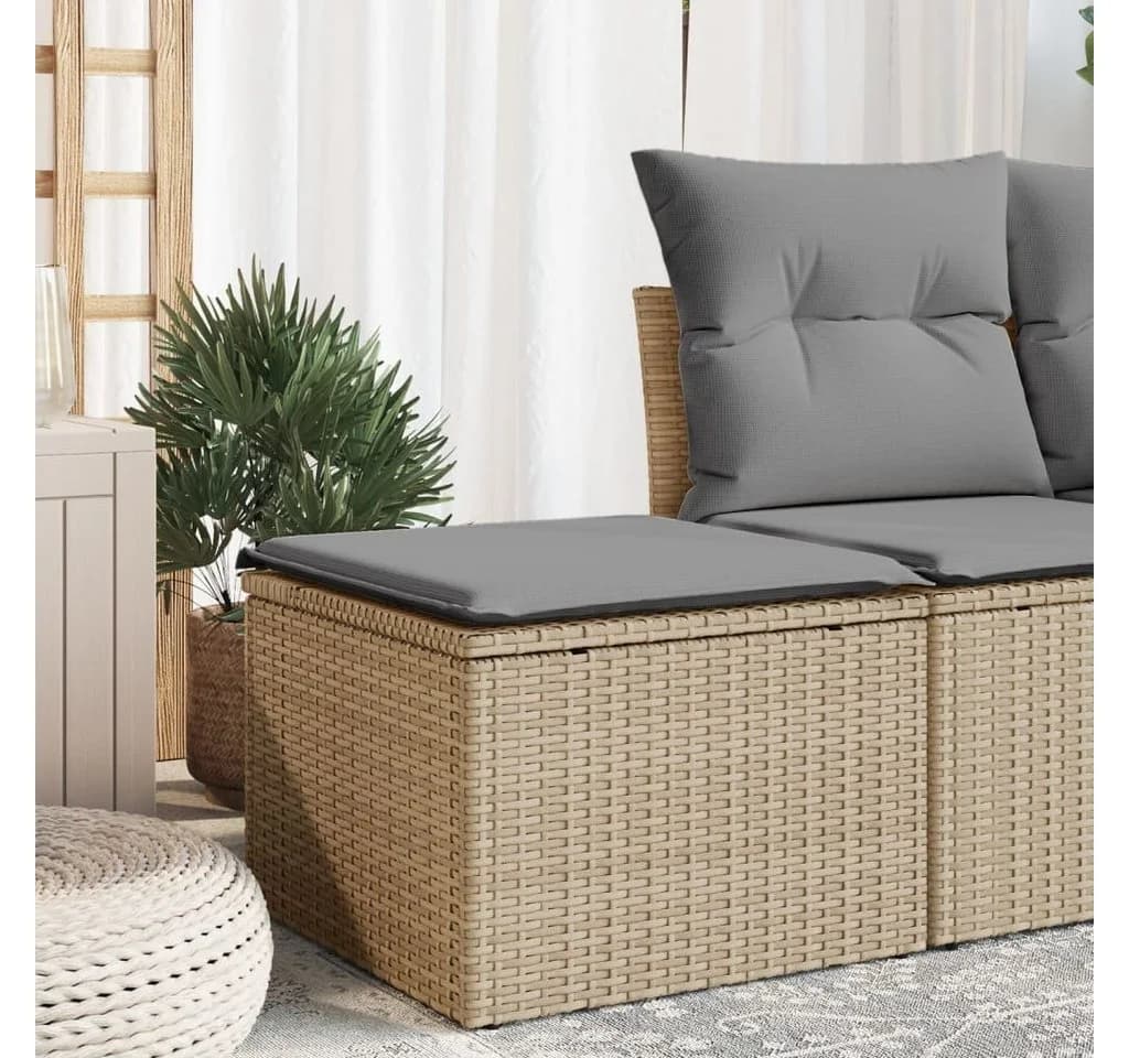 vidaXL Gartenhocker Beige Poly Rattan