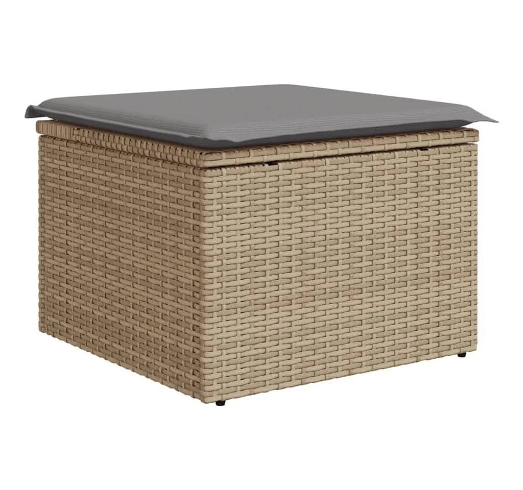 vidaXL Gartenhocker Beige Poly Rattan - Bild 2
