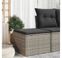 vidaXL Gartenhocker Grau mit Kissen Poly Rattan Bild 1
