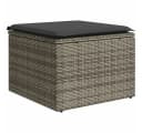 vidaXL Gartenhocker Grau mit Kissen Poly Rattan Bild 2