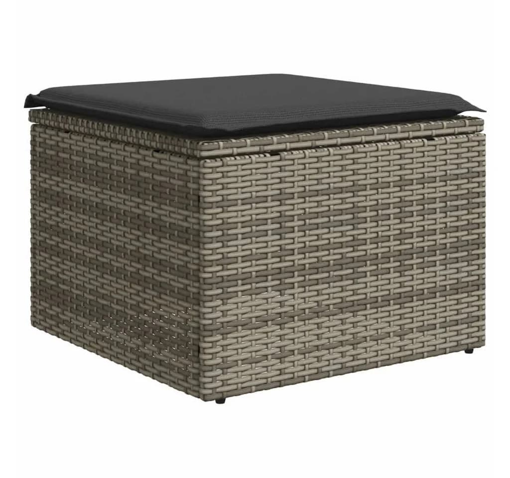 vidaXL Gartenhocker Grau mit Kissen Poly Rattan - Bild 2