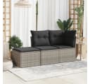 vidaXL Gartenhocker Grau mit Kissen Poly Rattan Bild 3