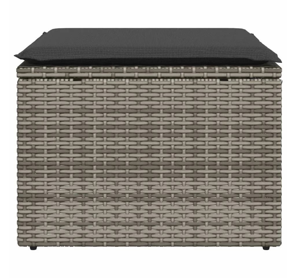 vidaXL Gartenhocker Grau mit Kissen Poly Rattan - Bild 4