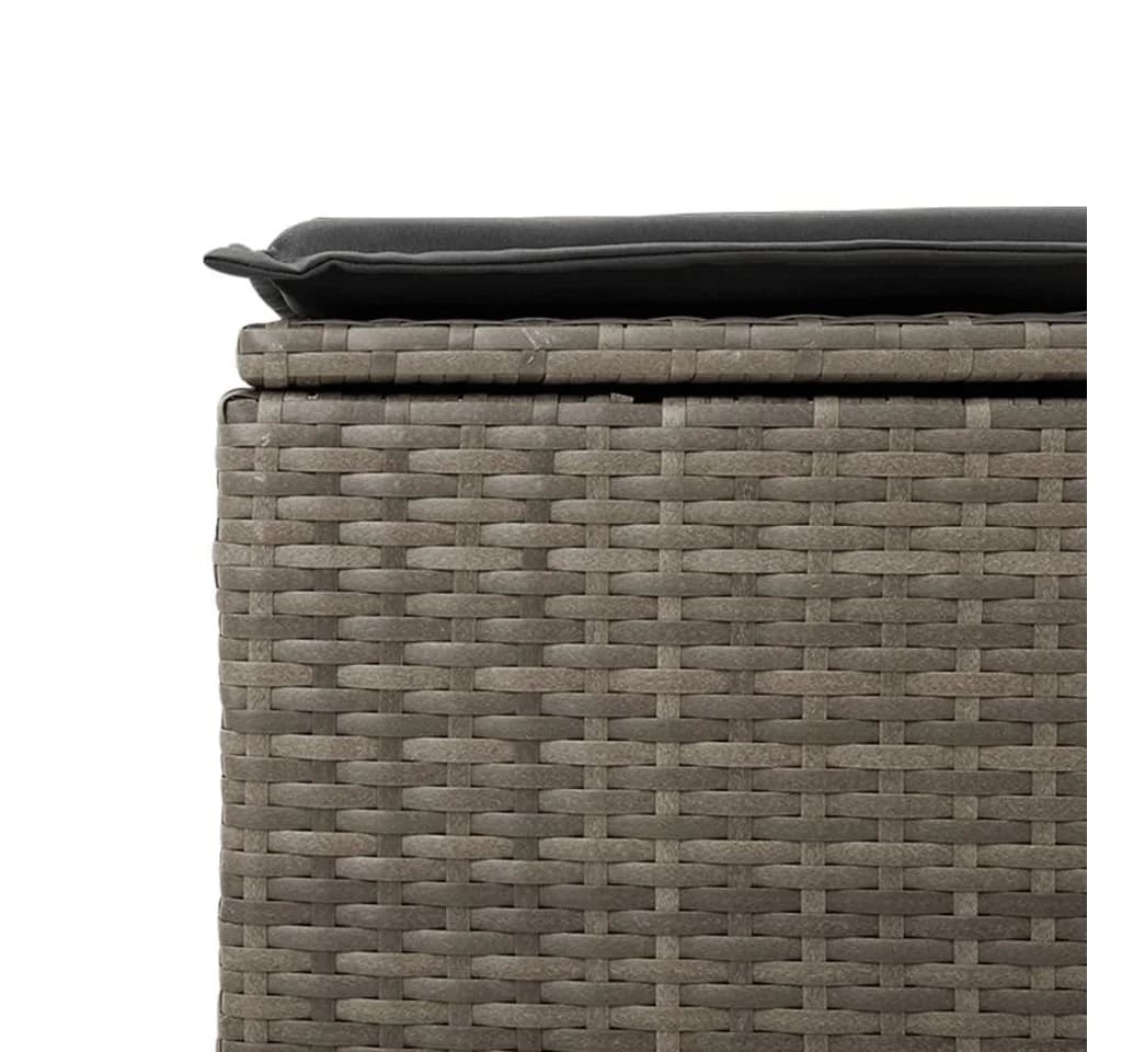vidaXL Gartenhocker Grau mit Kissen Poly Rattan - Bild 5