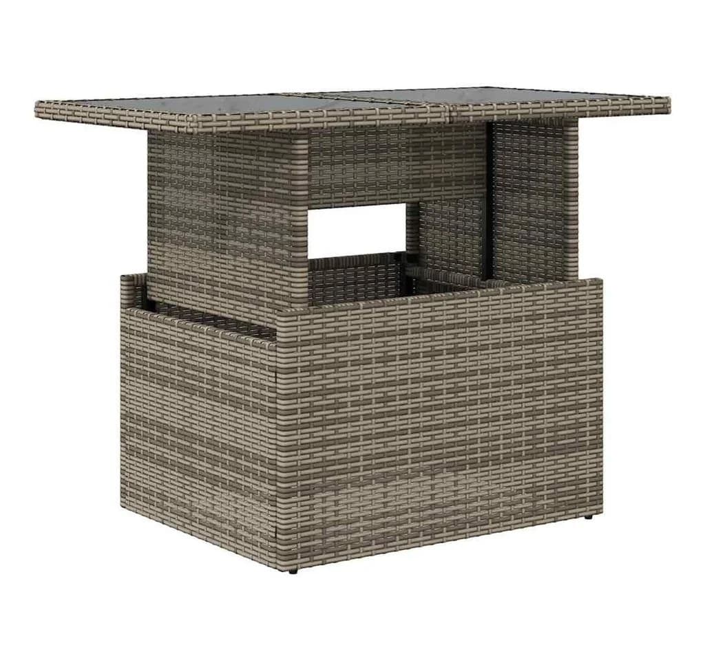vidaXL Gartentisch Grau Poly Rattan mit Glasplatte - Bild 2