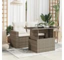 vidaXL Gartentisch Grau Poly Rattan mit Glasplatte Bild 3