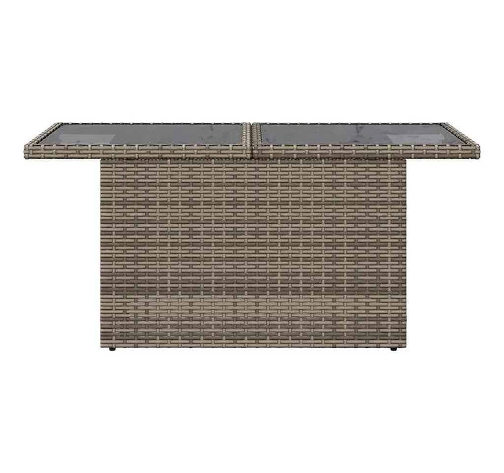 vidaXL Gartentisch Grau Poly Rattan mit Glasplatte - Bild 5
