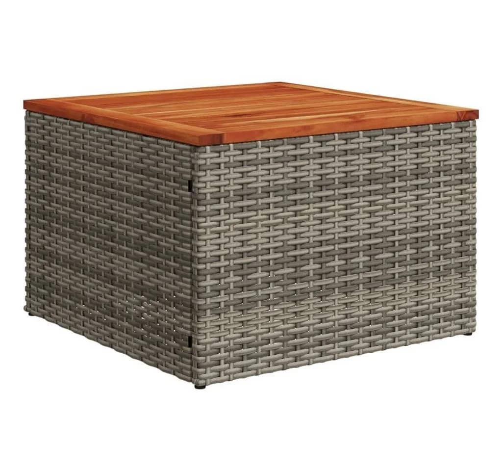 vidaXL Gartentisch Grau Poly Rattan und Holz - Bild 2