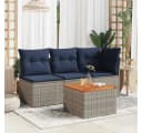 vidaXL Gartentisch Grau Poly Rattan und Holz Bild 3