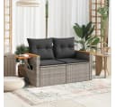 vidaXL Loungesofa 2-Sitzer Grau Poly Rattan mit Kissen Bild 3