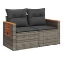 vidaXL Loungesofa 2-Sitzer Grau Poly Rattan mit Kissen Bild 4