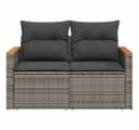 vidaXL Loungesofa 2-Sitzer Grau Poly Rattan mit Kissen Bild 5