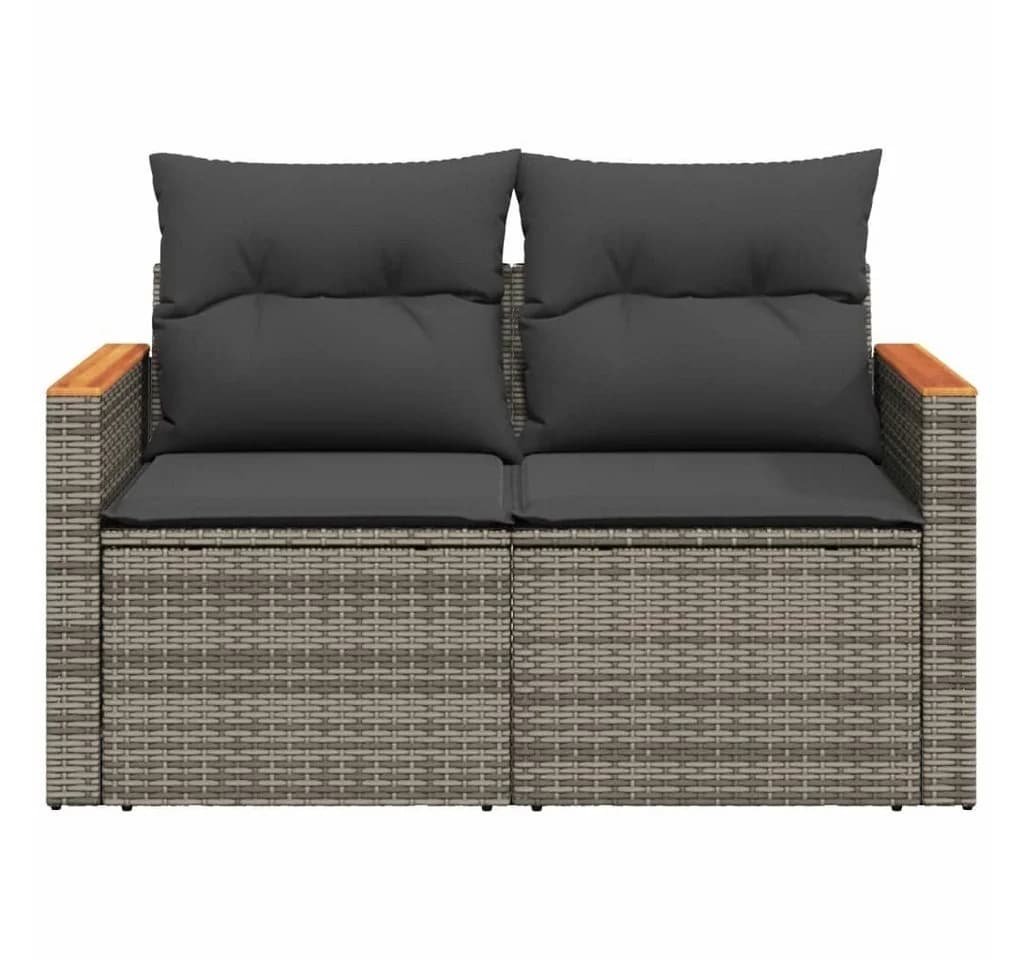 vidaXL Loungesofa 2-Sitzer Grau Poly Rattan mit Kissen - Bild 5