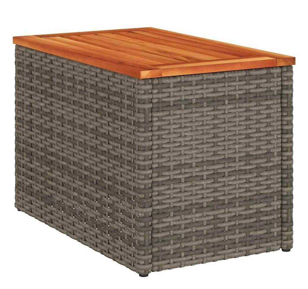 vidaXL Garten-Beistelltisch 2er-Set Grau Poly Rattan Massivholz - Bild 5