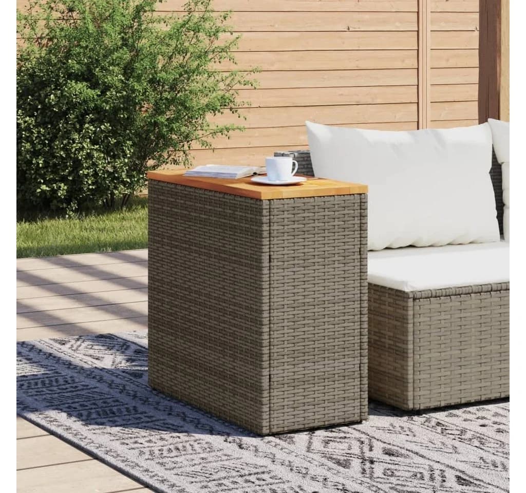 vidaXL Gartentisch Grau Braun PE-Rattan Holzplatte - Bild 3