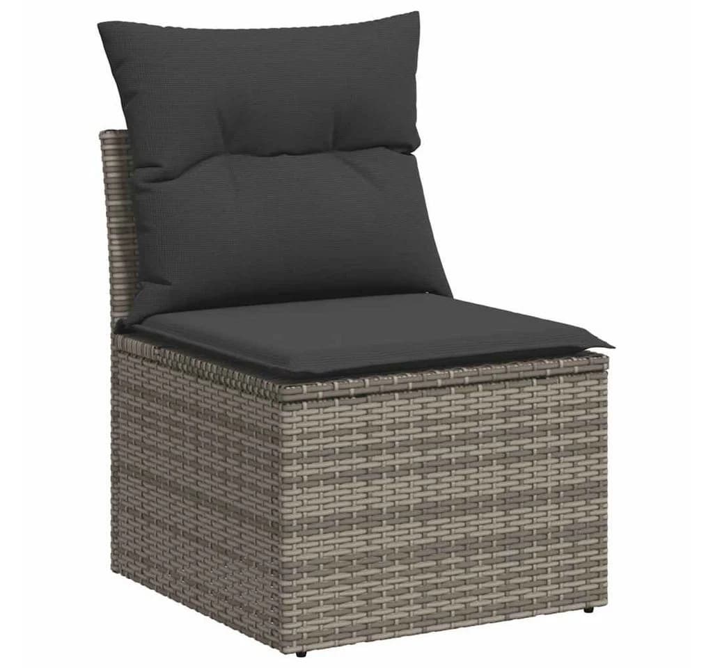 vidaXL Gartensessel Grau Poly Rattan mit Kissen und Stauraum - Bild 2