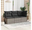 vidaXL Gartensessel Grau Poly Rattan mit Kissen und Stauraum Bild 3