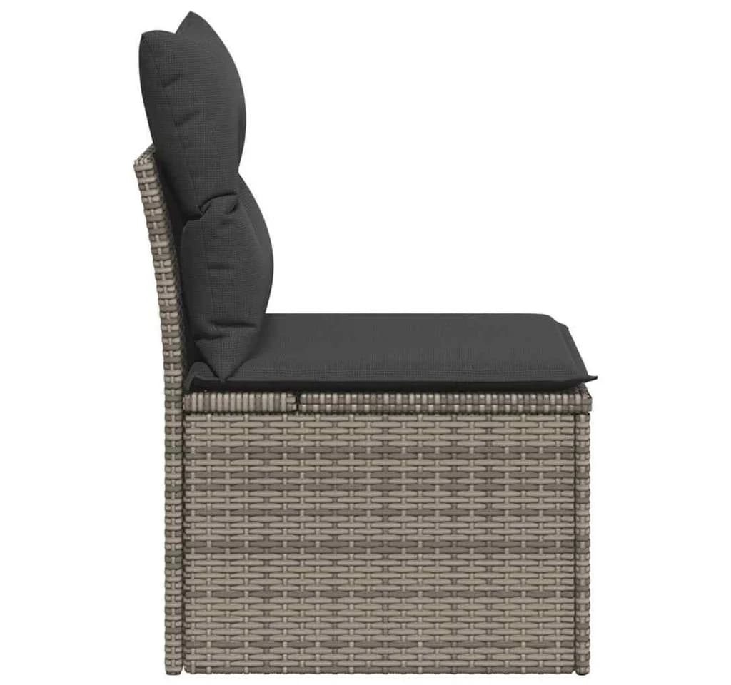 vidaXL Gartensessel Grau Poly Rattan mit Kissen und Stauraum - Bild 5