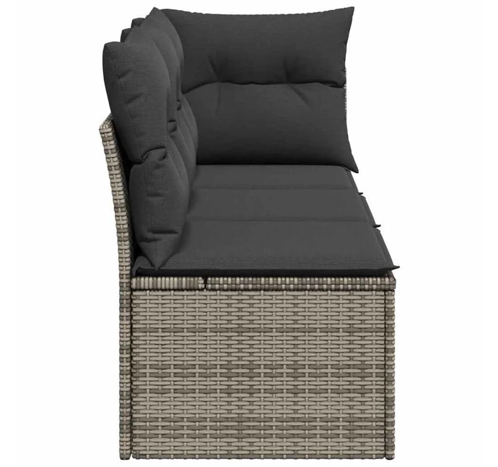 vidaXL Loungesofa 3-Sitzer Grau Poly Rattan mit Kissen - Bild 5
