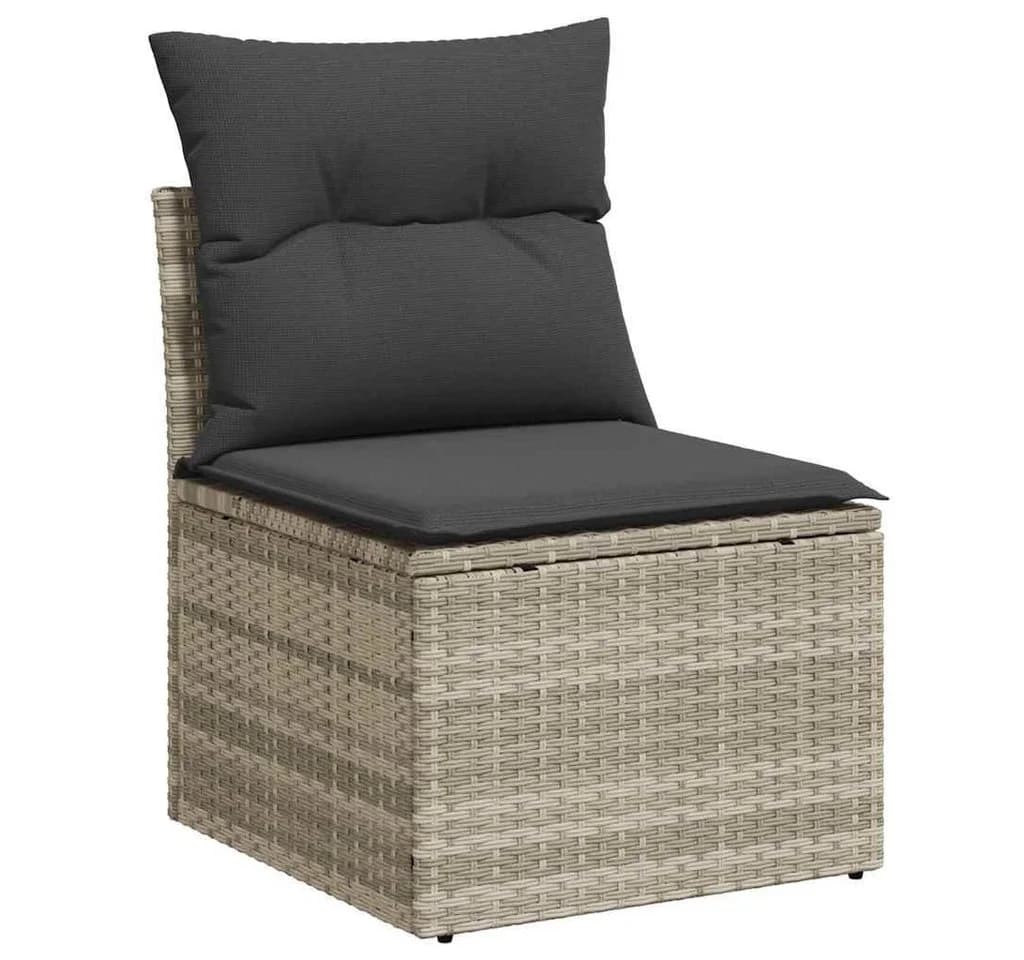 vidaXL Gartensessel PE-Rattan mit Stauraum und Kissen grau - Bild 2