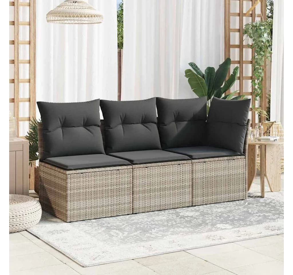 vidaXL Gartensessel PE-Rattan mit Stauraum und Kissen grau - Bild 3