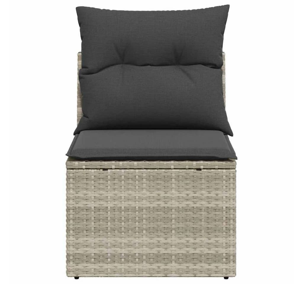 vidaXL Gartensessel PE-Rattan mit Stauraum und Kissen grau - Bild 4