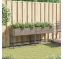 vidaXL Hochbeet 2er Set Grau Poly-Rattan mit Ablage Bild 3