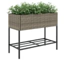 vidaXL Hochbeet 2er Set Grau Poly-Rattan mit Ablage Bild 4