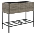 vidaXL Hochbeet 2er Set Grau Poly-Rattan mit Ablage Bild 5