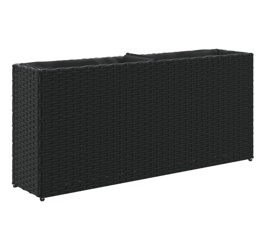 vidaXL Hochbeet mit 2 Fächern Schwarz Poly Rattan - Bild 2