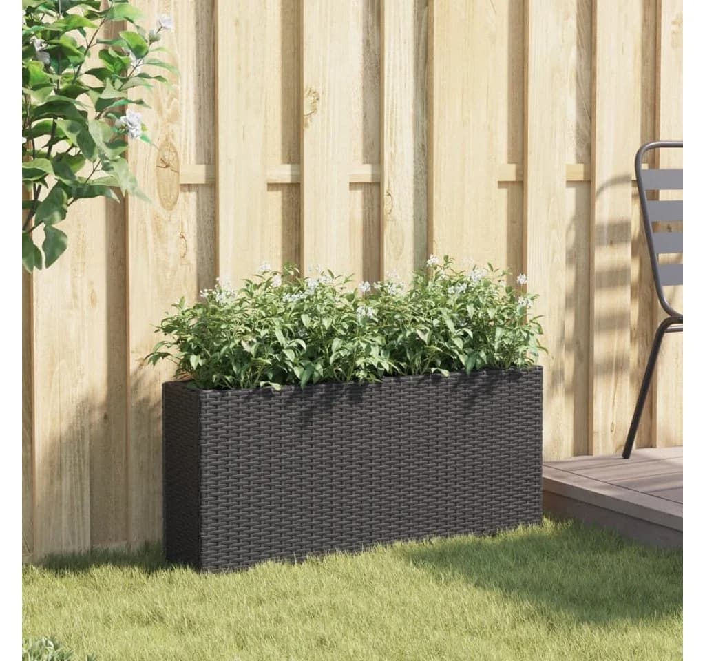 vidaXL Hochbeet mit 2 Fächern Schwarz Poly Rattan - Bild 3