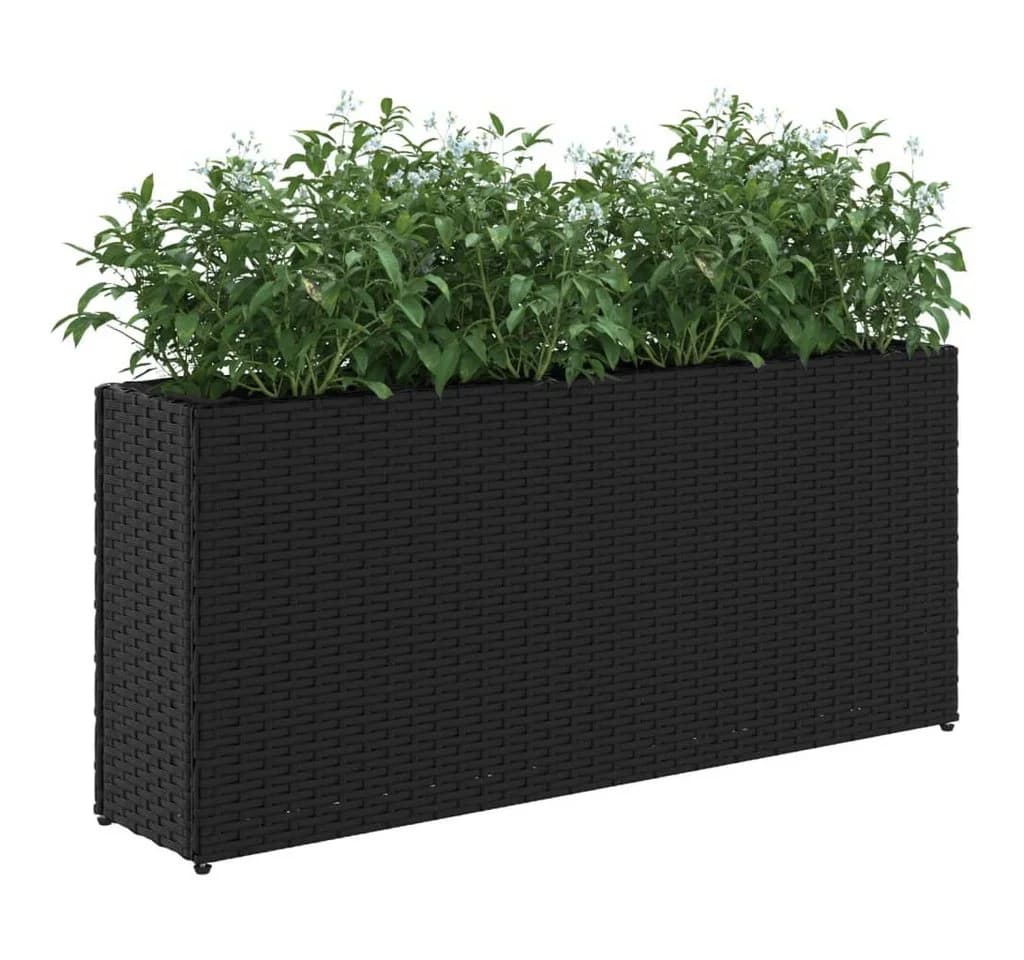 vidaXL Hochbeet mit 2 Fächern Schwarz Poly Rattan - Bild 4