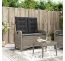 vidaXL Gartenbank Verstellbar Grau Poly Rattan mit Kissen Bild 1