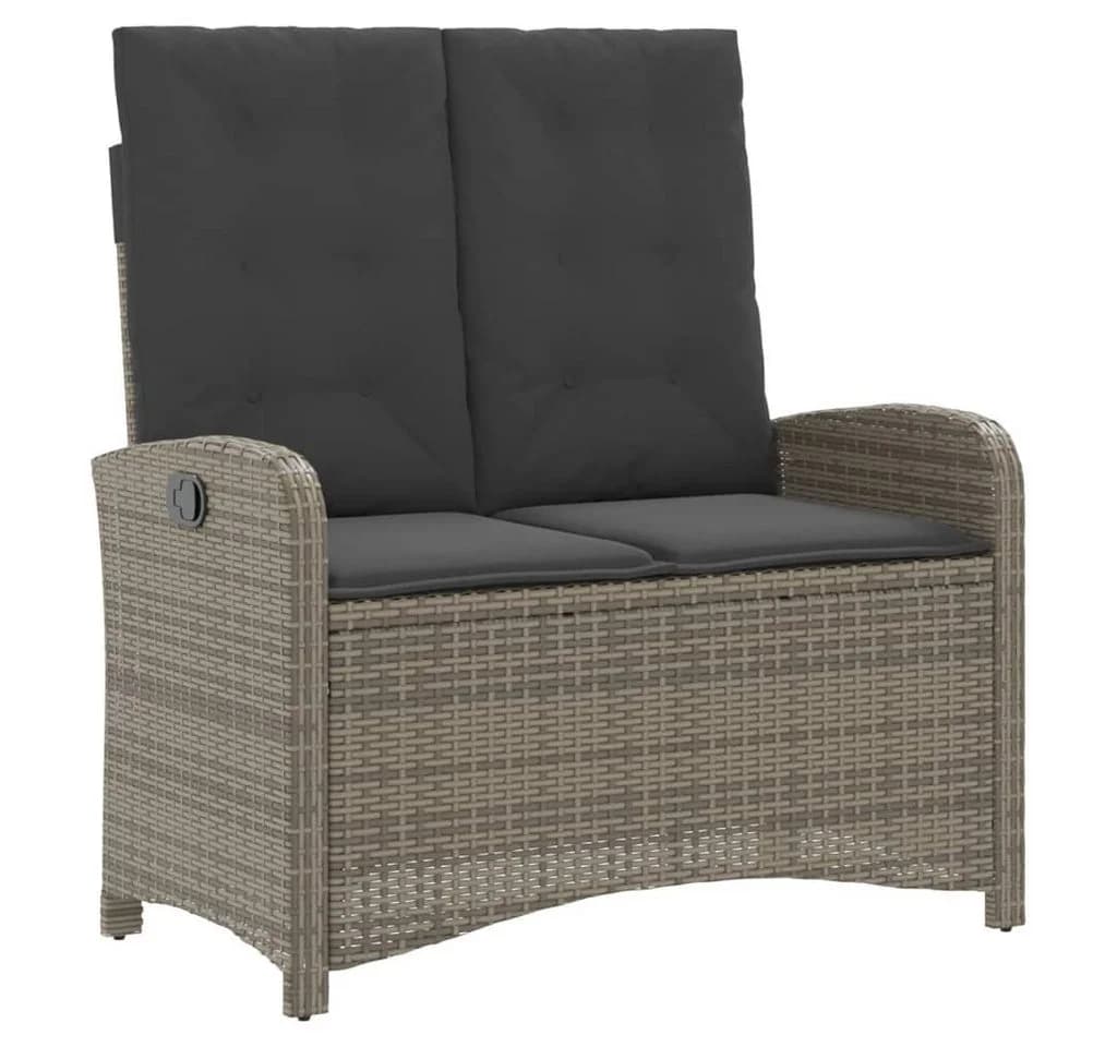 vidaXL Gartenbank Verstellbar Grau Poly Rattan mit Kissen - Bild 2