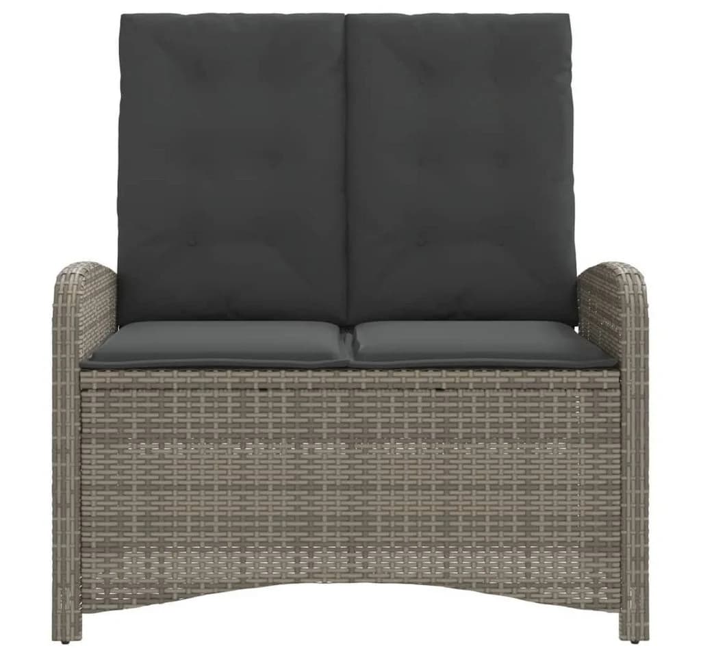 vidaXL Gartenbank Verstellbar Grau Poly Rattan mit Kissen - Bild 3