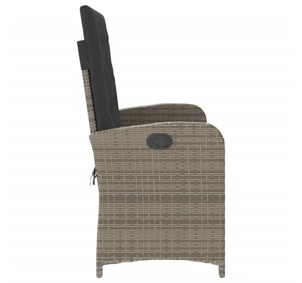 vidaXL Gartenbank Verstellbar Grau Poly Rattan mit Kissen - Bild 4