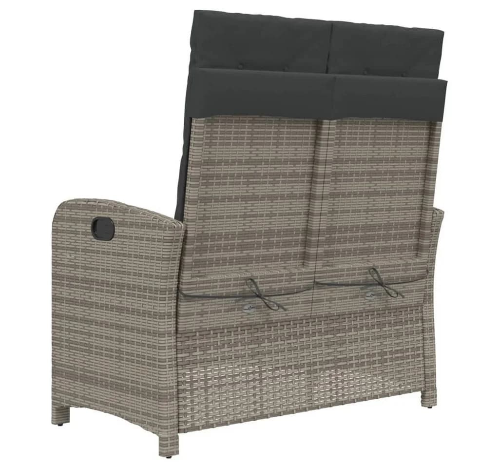 vidaXL Gartenbank Verstellbar Grau Poly Rattan mit Kissen - Bild 5