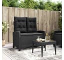 vidaXL Verstellbare Gartenbank Schwarz Poly Rattan mit Kissen Bild 1