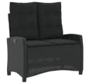 vidaXL Verstellbare Gartenbank Schwarz Poly Rattan mit Kissen Bild 2
