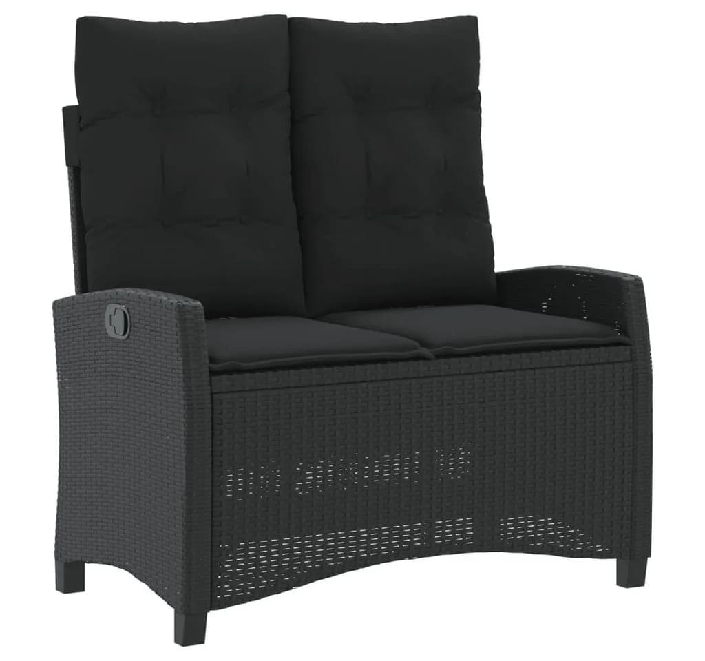 vidaXL Verstellbare Gartenbank Schwarz Poly Rattan mit Kissen - Bild 2