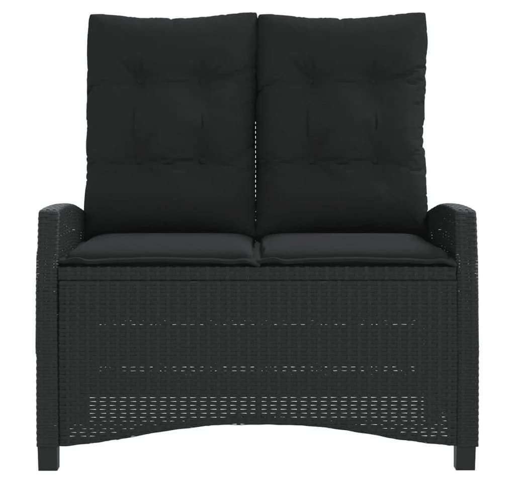 vidaXL Verstellbare Gartenbank Schwarz Poly Rattan mit Kissen - Bild 3