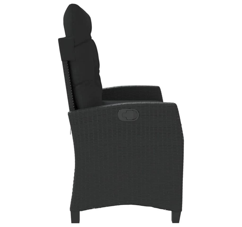 vidaXL Verstellbare Gartenbank Schwarz Poly Rattan mit Kissen - Bild 4
