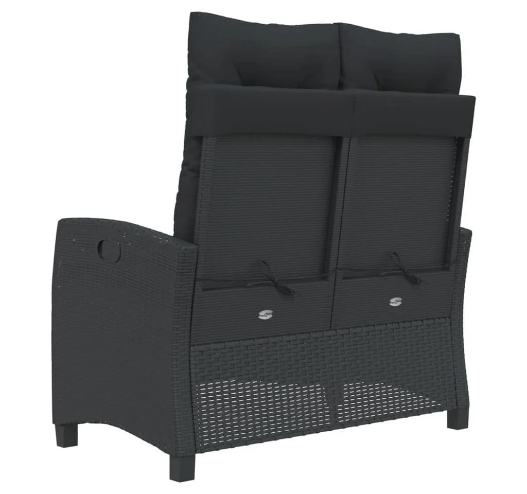 vidaXL Verstellbare Gartenbank Schwarz Poly Rattan mit Kissen - Bild 5