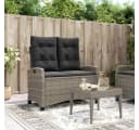 vidaXL Gartenbank Grau Poly Rattan mit Kissen Verstellbar Bild 1