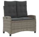 vidaXL Gartenbank Grau Poly Rattan mit Kissen Verstellbar Bild 2