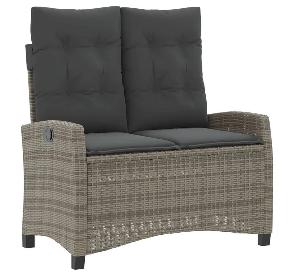 vidaXL Gartenbank Grau Poly Rattan mit Kissen Verstellbar - Bild 2