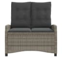 vidaXL Gartenbank Grau Poly Rattan mit Kissen Verstellbar Bild 3